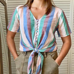 Madewell Tie-Front Button Top in Flagstaff Stripe